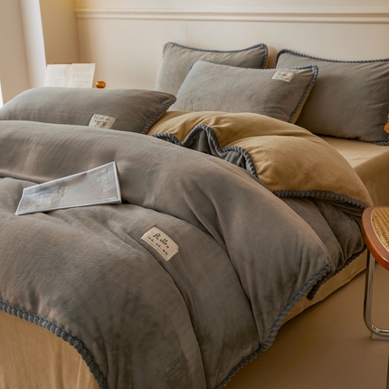 91家纺网 家纺一手货源 找家纺 （总）麦空家居 2025新款220克高克重牛奶绒包边四件套-晴天