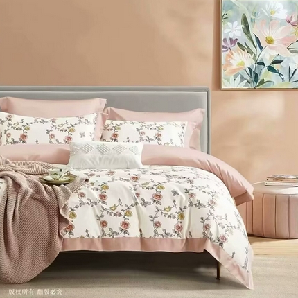 91家纺网 家纺一手货源 找家纺 （总2）未来家居 2024新款优帝100支贡缎长绒棉四件套