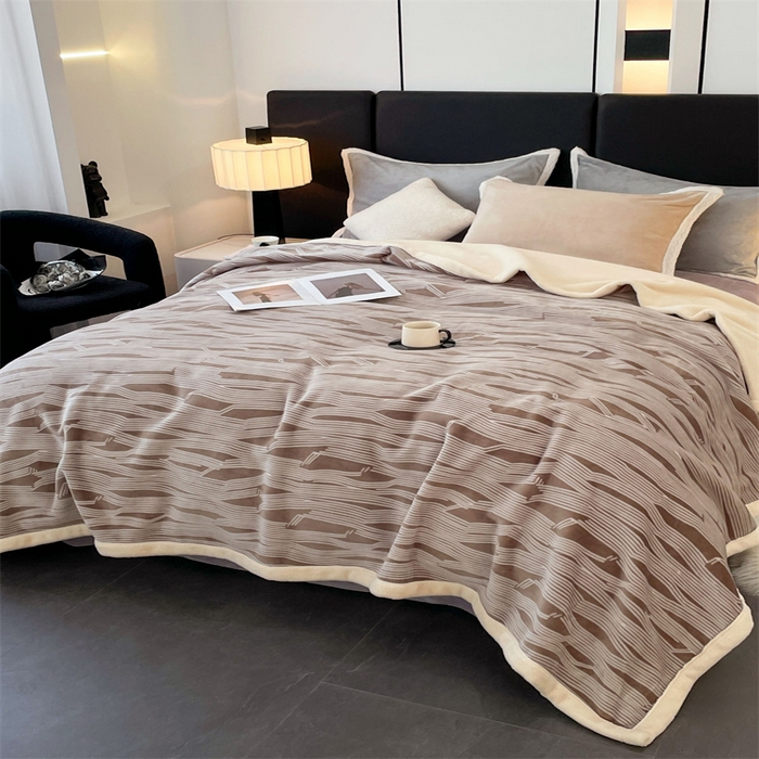 91家纺网 家纺一手货源 找家纺 凯轩毛毛毯毯子网销专供 2024新款雪绒棉四季毛毯毯子盖毛毯毯子毛毯毯子子 简约-卡其