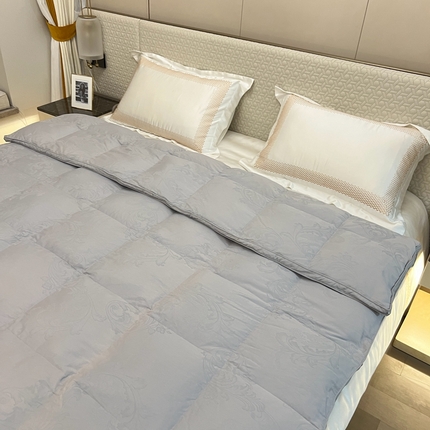 静若居 2024新款双层大提花羽绒被壳不跑绒自充绒羽绒被壳厂家直销 双层凤尾灰色1