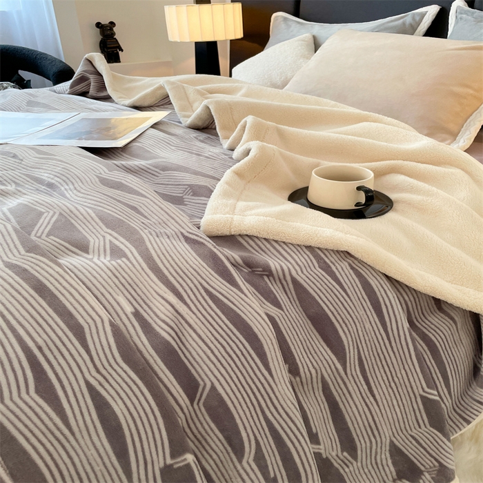 91家纺网 家纺一手货源 找家纺 凯轩毛毛毯毯子网销专供 2024新款雪绒棉四季毛毯毯子盖毛毯毯子毛毯毯子子 简约-绅士灰