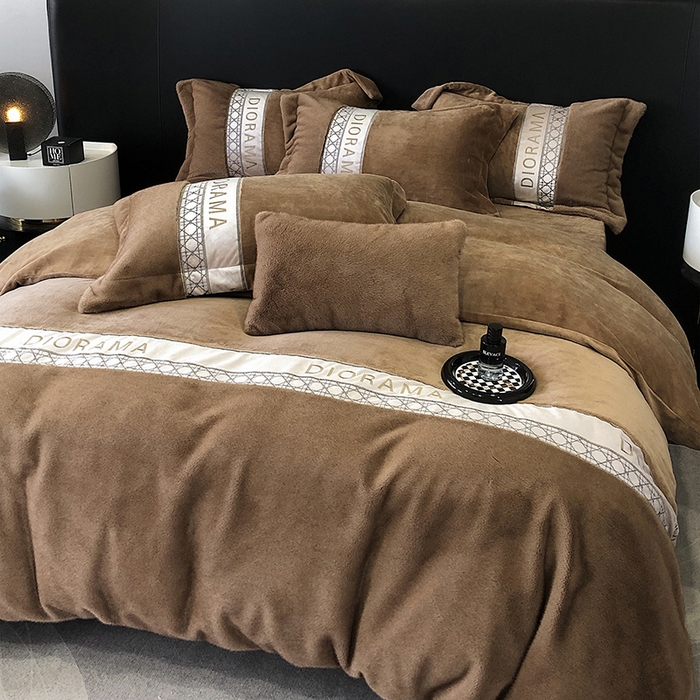 91家纺网 家纺一手货源 找家纺 安莱生活 2024新款弧貂绒皮草四件套 菲尔罗