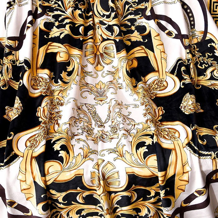 91家纺网 家纺一手货源 找家纺 爵仕 2024高档锦狐绒毛毯复合毯奢华复古绒毯爱马风格 黄V