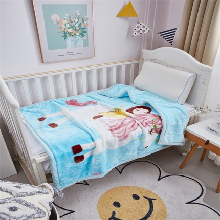凯轩毛毛毯毯子网销专供 2024新款加厚保暖儿童印花云毛毯毯子系列 小骑手  蓝