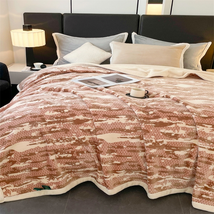 91家纺网 家纺一手货源 找家纺 凯轩毛毛毯毯子网销专供 2024新款雪绒棉四季毛毯毯子盖毛毯毯子毛毯毯子子 迷彩-咖