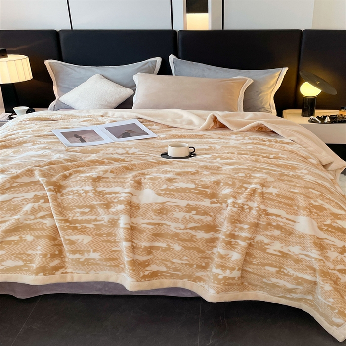 91家纺网 家纺一手货源 找家纺 凯轩毛毛毯毯子网销专供 2024新款雪绒棉四季毛毯毯子盖毛毯毯子毛毯毯子子 迷彩-米黄