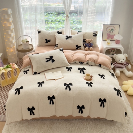 91家纺网 家纺一手货源 找家纺 （总）蝶帕家纺 2024新款阳离子提花舒棉绒四件套