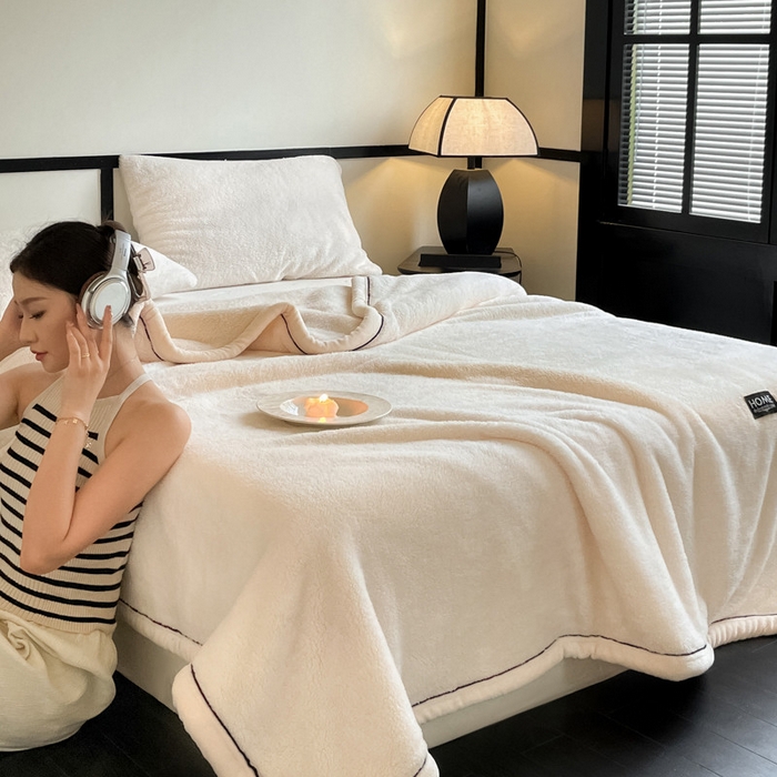 91家纺网 家纺一手货源 找家纺 （总）欧邦 新款A类舒棉绒半边绒长绒轻奢毛毯毯子跨境外贸