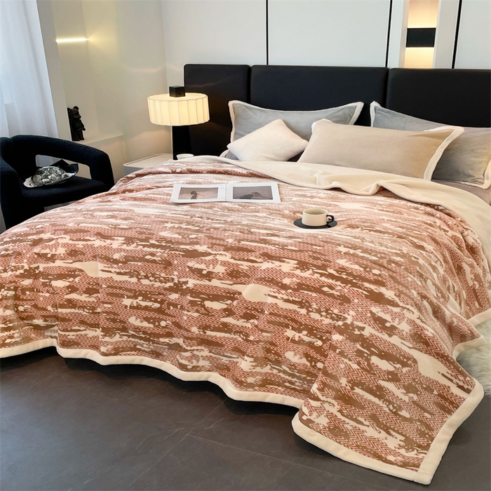 91家纺网 家纺一手货源 找家纺 凯轩毛毛毯毯子网销专供 2024新款雪绒棉四季毛毯毯子盖毛毯毯子毛毯毯子子 迷彩-咖