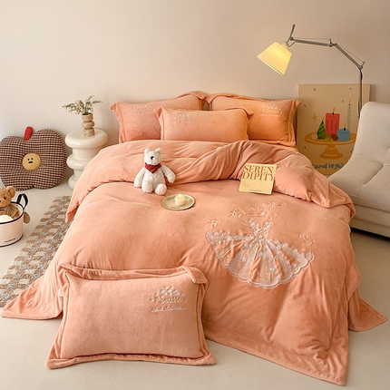 91家纺网 家纺一手货源 找家纺 新方向 2025新款全消光A类牛奶绒四件套-公主请开心 公主请开心-桃玉