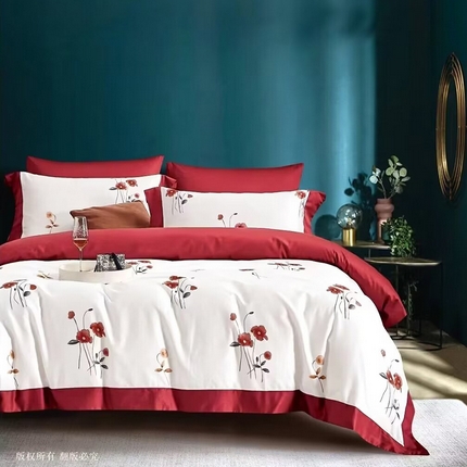 91家纺网 家纺一手货源 找家纺 （总1）未来家居 未来家居 2024新款优帝100支贡缎长绒棉四件套