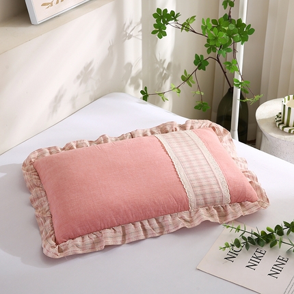 91家纺网 家纺一手货源 找家纺 （总）蔻眠 2024新款韩式荷叶边全棉荞麦枕芯护颈椎枕头