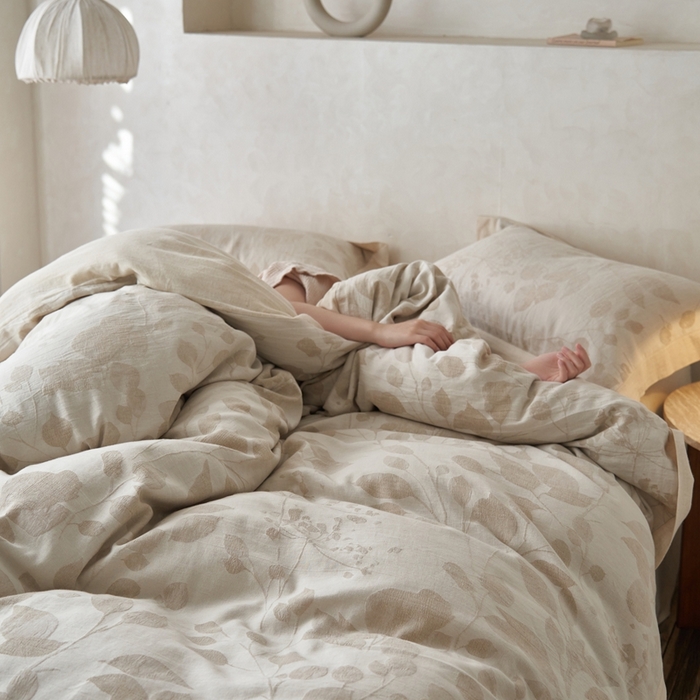 91家纺网 家纺一手货源 找家纺 安莱生活 2024新款棉麻工艺款大提花四件套 流年