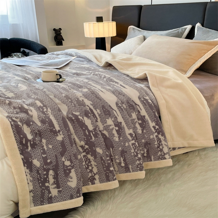 91家纺网 家纺一手货源 找家纺 凯轩毛毛毯毯子网销专供 2024新款雪绒棉四季毛毯毯子盖毛毯毯子毛毯毯子子 迷彩-灰