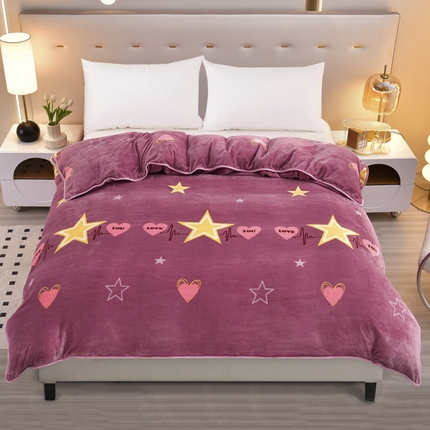 绒品荟家纺 2025新款加厚牛奶绒单被套金貂绒法莱绒冬季法兰绒高克重被罩 心相印