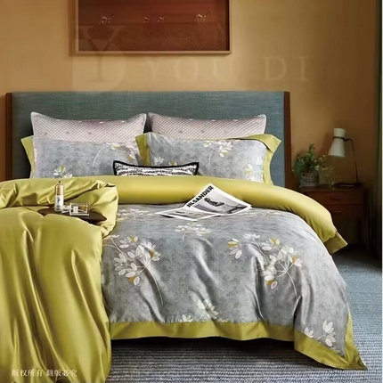 91家纺网 家纺一手货源 找家纺 （总2）未来家居 2024新款优帝100支贡缎长绒棉四件套
