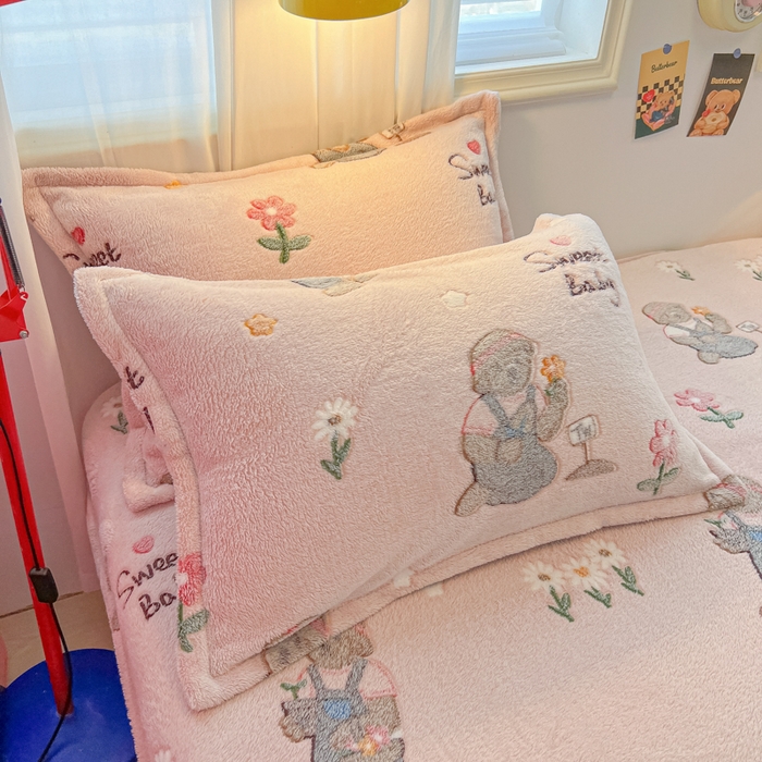 91家纺网 家纺一手货源 找家纺 韩巢家纺 2024新款雪花绒枕套一对装 园林