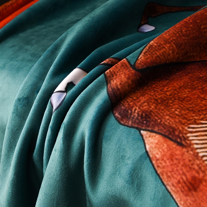 91家纺网 家纺一手货源 找家纺 爵仕 2024高档锦狐绒毛毯复合毯奢华复古绒毯爱马风格 绿马