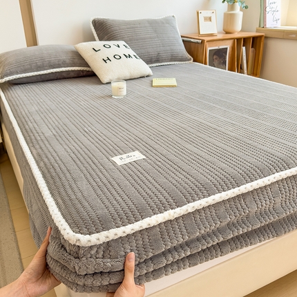 91家纺网 家纺一手货源 找家纺 （总）世纪绒品 2025新款A类提花绒白金款床笠