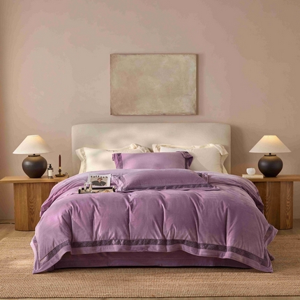 榻尚家居 2024新款秋冬婴肤绒四件套-柔梦系列 柔梦-紫