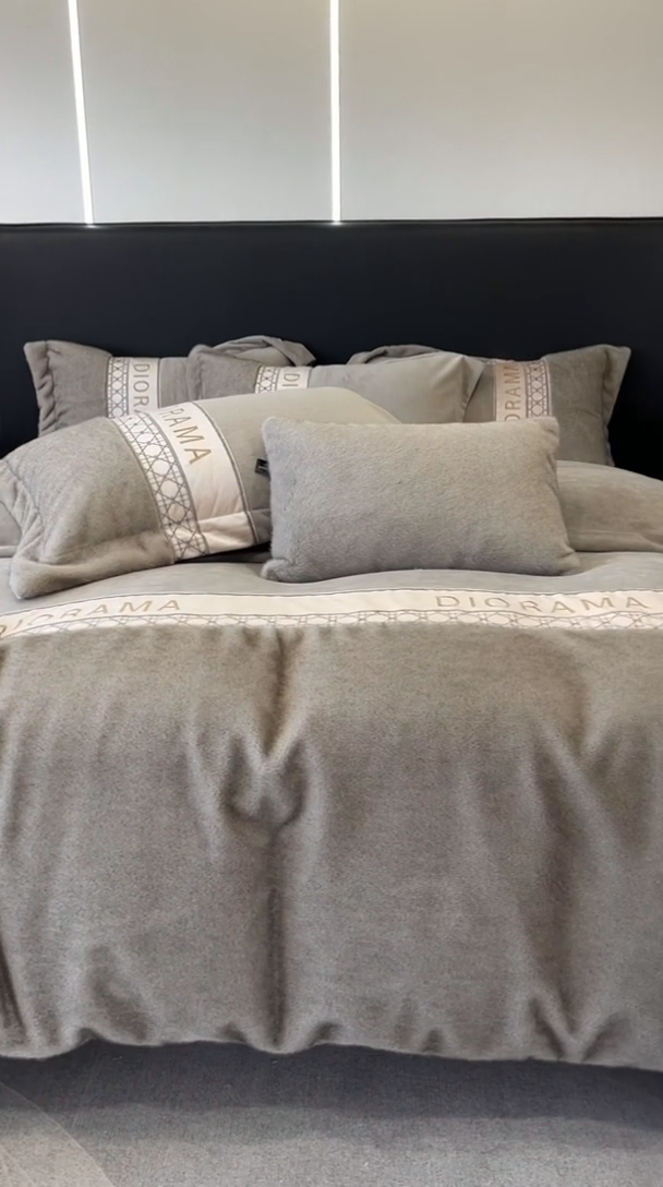 91家纺网 家纺一手货源 找家纺 安莱生活 2024新款弧貂绒皮草四件套 弗兰迪