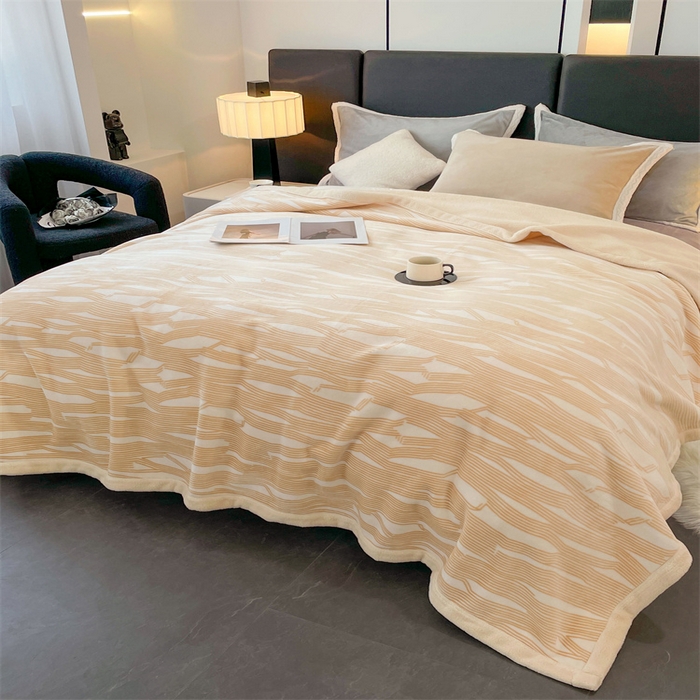 91家纺网 家纺一手货源 找家纺 凯轩毛毛毯毯子网销专供 2024新款雪绒棉四季毛毯毯子盖毛毯毯子毛毯毯子子 简约-米