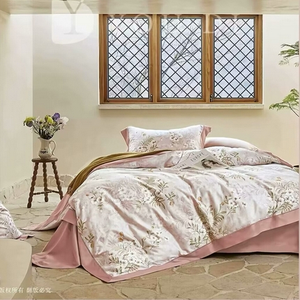 91家纺网 家纺一手货源 找家纺 （总2）未来家居 2024新款优帝100支贡缎长绒棉四件套