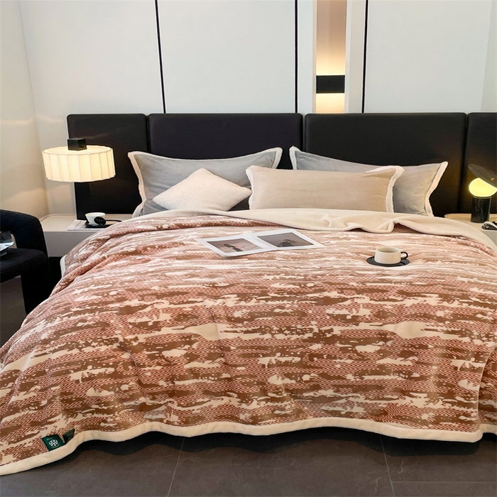 91家纺网 家纺一手货源 找家纺 凯轩毛毛毯毯子网销专供 2024新款雪绒棉四季毛毯毯子盖毛毯毯子毛毯毯子子 迷彩-咖