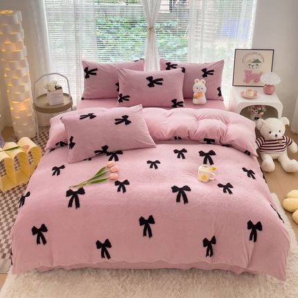 91家纺网 家纺一手货源 找家纺 （总）蝶帕家纺 2024新款阳离子提花舒棉绒四件套