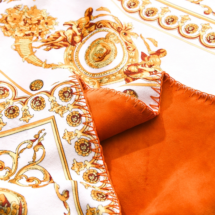 91家纺网 家纺一手货源 找家纺 爵仕 2024高档锦狐绒毛毯复合毯奢华复古绒毯爱马风格 巴洛克