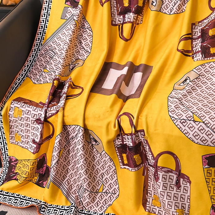 91家纺网 家纺一手货源 找家纺 爵仕 2024高档锦狐绒毛毯复合毯奢华复古绒毯爱马风格 FF