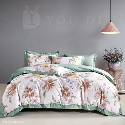 91家纺网 家纺一手货源 找家纺 （总1）未来家居 未来家居 2024新款优帝100支贡缎长绒棉四件套