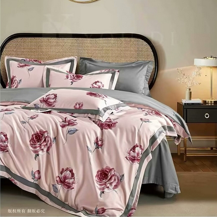 91家纺网 家纺一手货源 找家纺 （总2）未来家居 2024新款优帝100支贡缎长绒棉四件套