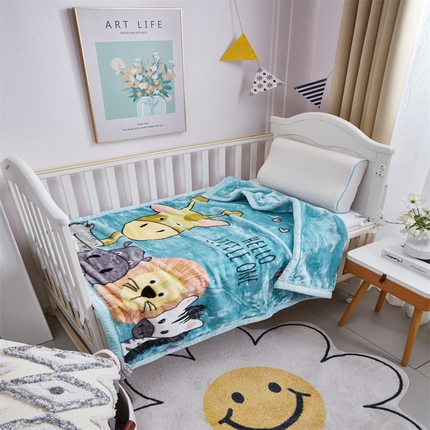 凯轩毛毛毯毯子网销专供 2024新款加厚保暖儿童印花云毛毯毯子系列 团聚  蓝