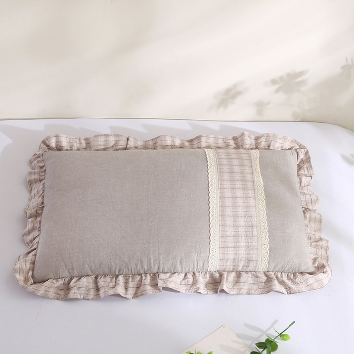 91家纺网 家纺一手货源 找家纺 （总）蔻眠 2024新款韩式荷叶边全棉荞麦枕芯护颈椎枕头