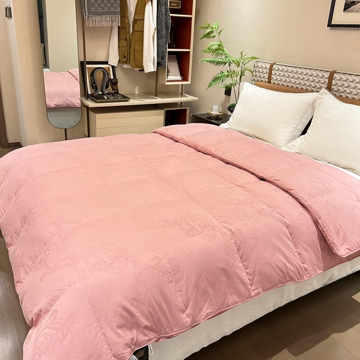 91家纺网 家纺一手货源 找家纺 静若居 2024新款双层大提花羽绒被壳不跑绒自充绒羽绒被壳厂家直销 双层凤尾豆沙2