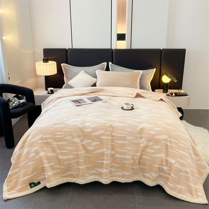 91家纺网 家纺一手货源 找家纺 凯轩毛毛毯毯子网销专供 2024新款雪绒棉四季毛毯毯子盖毛毯毯子毛毯毯子子 简约-米