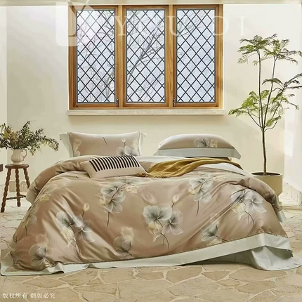 91家纺网 家纺一手货源 找家纺 （总2）未来家居 2024新款优帝100支贡缎长绒棉四件套