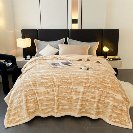 91家纺网 家纺一手货源 找家纺 凯轩毛毛毯毯子网销专供 2024新款雪绒棉四季毛毯毯子盖毛毯毯子毛毯毯子子 迷彩-米黄