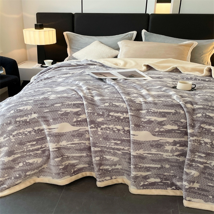 91家纺网 家纺一手货源 找家纺 凯轩毛毛毯毯子网销专供 2024新款雪绒棉四季毛毯毯子盖毛毯毯子毛毯毯子子 迷彩-灰