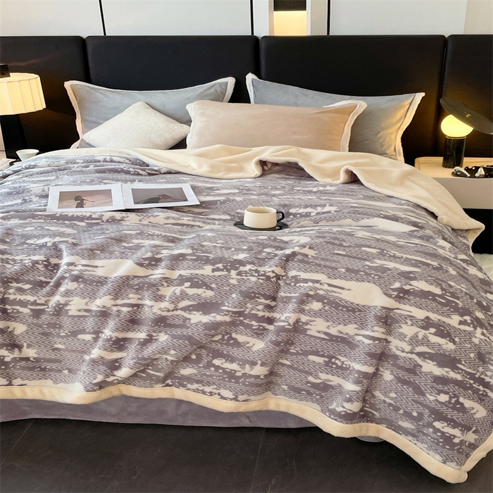 91家纺网 家纺一手货源 找家纺 凯轩毛毛毯毯子网销专供 2024新款雪绒棉四季毛毯毯子盖毛毯毯子毛毯毯子子 迷彩-灰