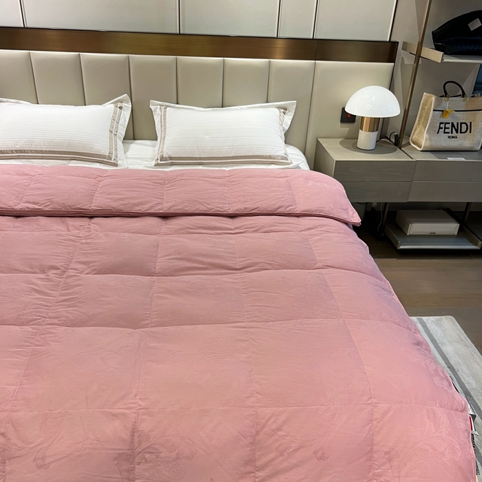 91家纺网 家纺一手货源 找家纺 静若居 2024新款双层大提花羽绒被壳不跑绒自充绒羽绒被壳厂家直销 双层凤尾豆沙1