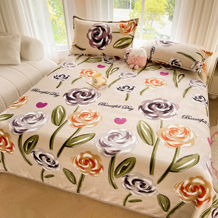 91家纺网 家纺一手货源 找家纺 千荨 2024新款多功能牛奶绒毛毯 百花齐放