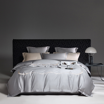 时亿家居 2024新款100支长绒棉刺绣款四件套-比利时 比利时 极光灰