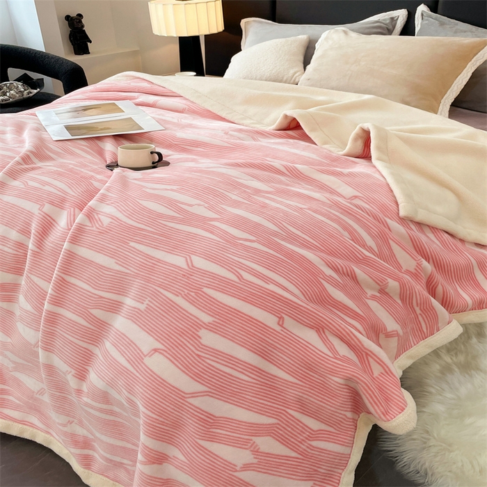 91家纺网 家纺一手货源 找家纺 凯轩毛毛毯毯子网销专供 2024新款雪绒棉四季毛毯毯子盖毛毯毯子毛毯毯子子 简约-粉