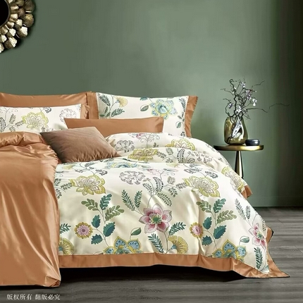 91家纺网 家纺一手货源 找家纺 （总2）未来家居 2024新款优帝100支贡缎长绒棉四件套