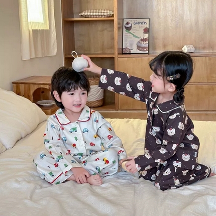 91家纺网 家纺一手货源 找家纺 2024新款全棉儿童家居服 小汽车