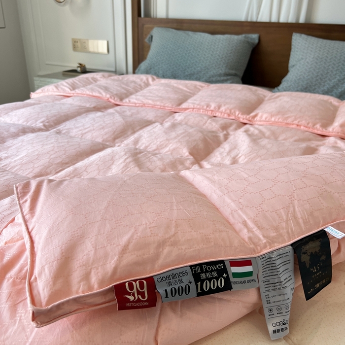 91家纺网 家纺一手货源 找家纺 静若居 2024新款方格提花双层羽绒被壳爆款推荐羽绒被壳厂家直销 西西里粉玉1