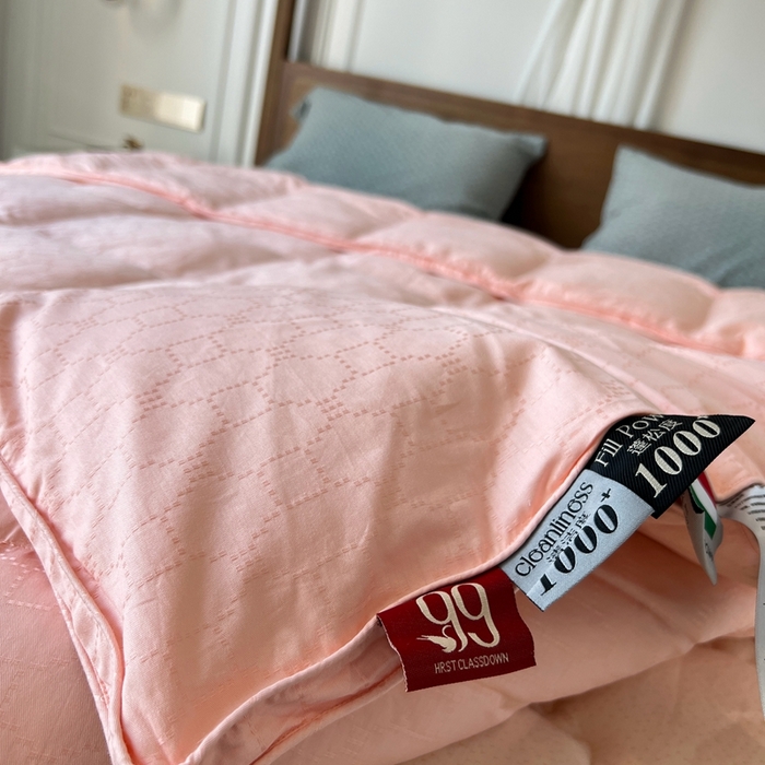 91家纺网 家纺一手货源 找家纺 静若居 2024新款方格提花双层羽绒被壳爆款推荐羽绒被壳厂家直销 西西里粉玉1