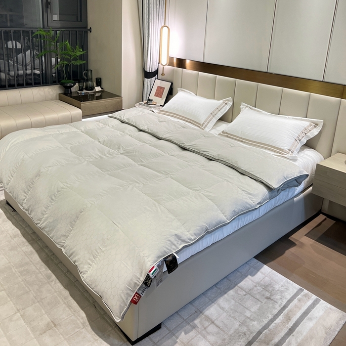 91家纺网 家纺一手货源 找家纺 静若居 2024新款方格提花双层羽绒被壳爆款推荐羽绒被壳厂家直销 西西里灰色2